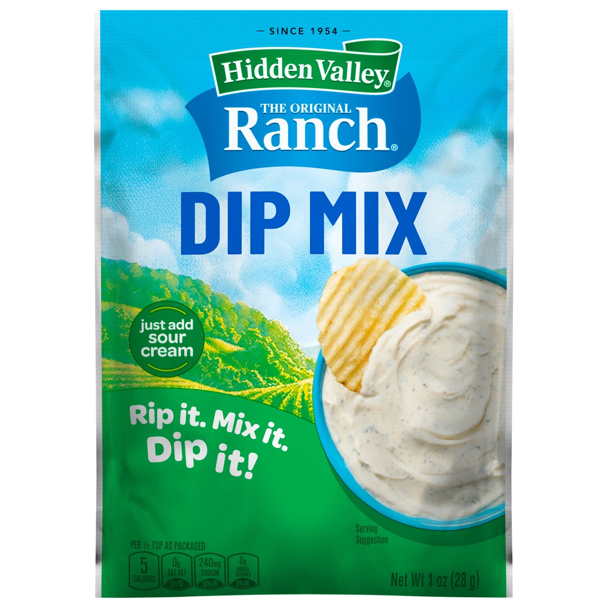slide 1 of 9, Hidden Valley Original Ranch Dips Mix Packet, 1 oz