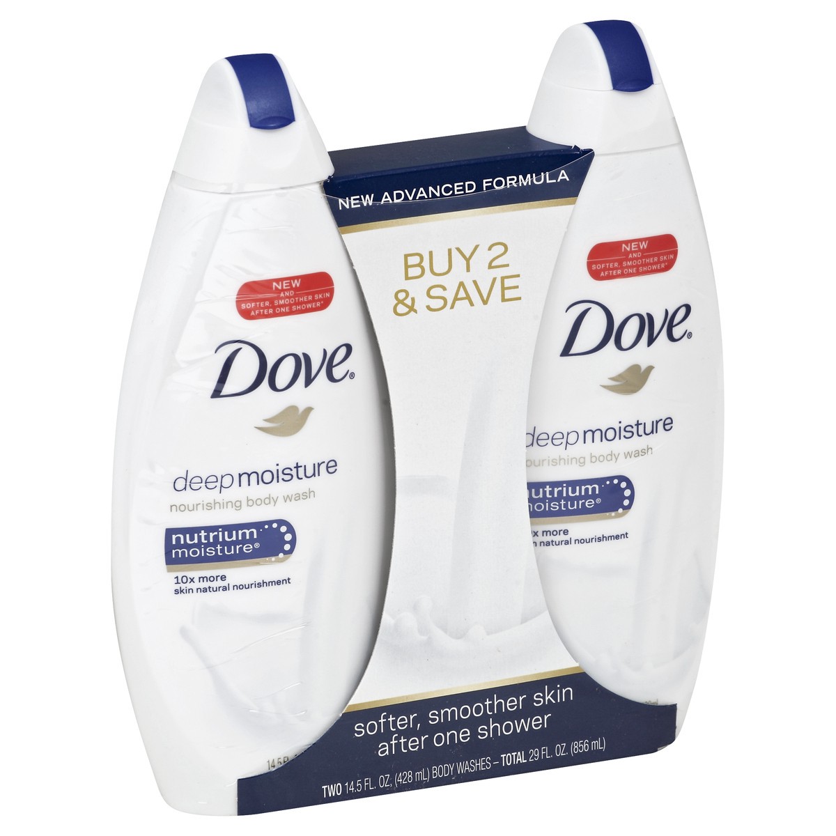 slide 2 of 3, Dove Deep Moisture Nourishing Body Wash Twin Pack, 2 ct