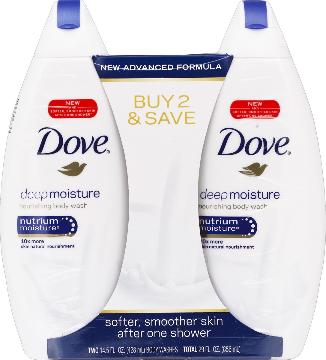 slide 1 of 3, Dove Deep Moisture Nourishing Body Wash Twin Pack, 2 ct