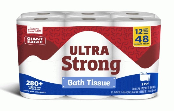 slide 1 of 1, Giant Eagle Bath Tissue, Ultra Strong, 2-Ply, 12 Mega Rolls, 12 bc