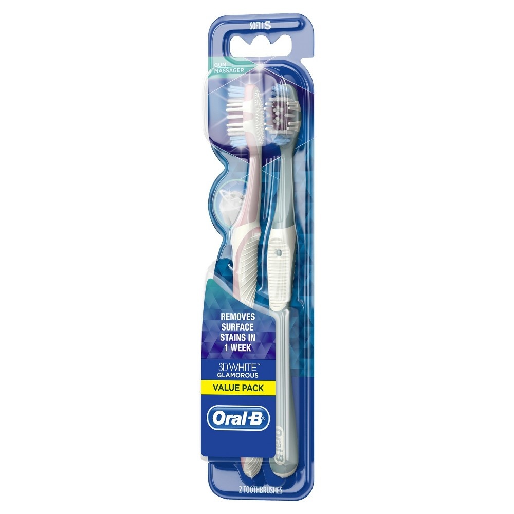 slide 12 of 12, Oral-B 3D White Glamorous Soft Brush, 2 ct