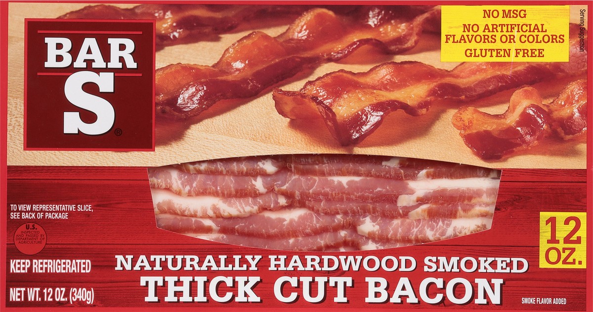 slide 6 of 13, Bar-S Thick Cut Bacon 12 oz, 12 oz