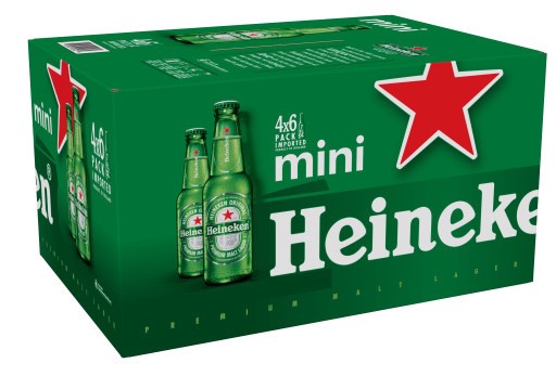 slide 1 of 1, Heineken Original Lager Beer, 4x6 Pack, 7 fl oz Bottles, 7 oz