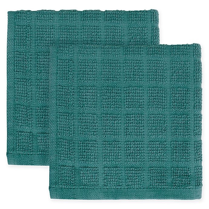 slide 1 of 1, KitchenSmart Colors Solid Windowpane Dish Cloth - Atlantic, 2 ct