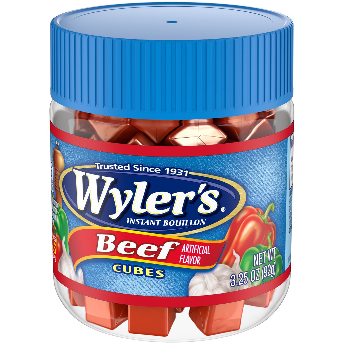 slide 6 of 9, Wyler's Instant Bouillon Beef Flavored Cubes, 3.25 oz Jar, 3.25 oz