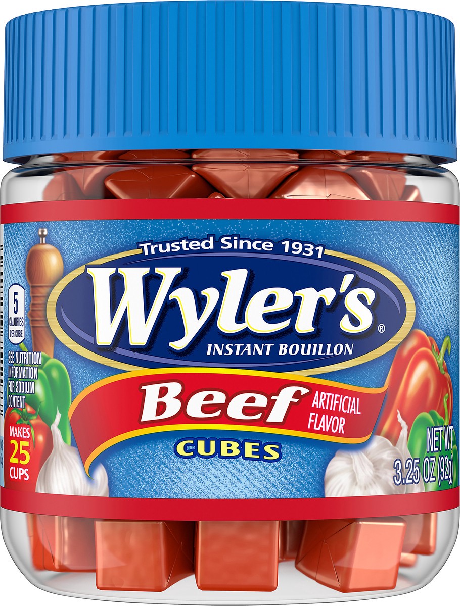 slide 1 of 9, Wyler's Instant Bouillon Beef Flavored Cubes, 3.25 oz Jar, 3.25 oz
