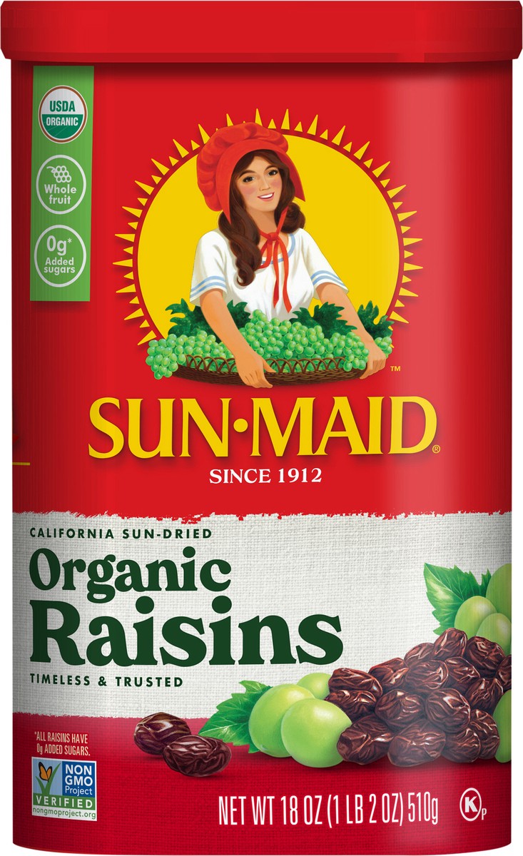 slide 2 of 5, Sun-Maid California Sun-Dried Organic Raisins Canister - 18oz, 18 oz