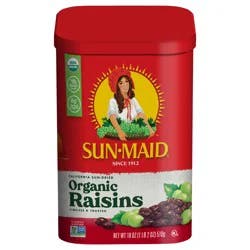 Sun-Maid California Sun-Dried Organic Raisins 18oz Resealable Cnster