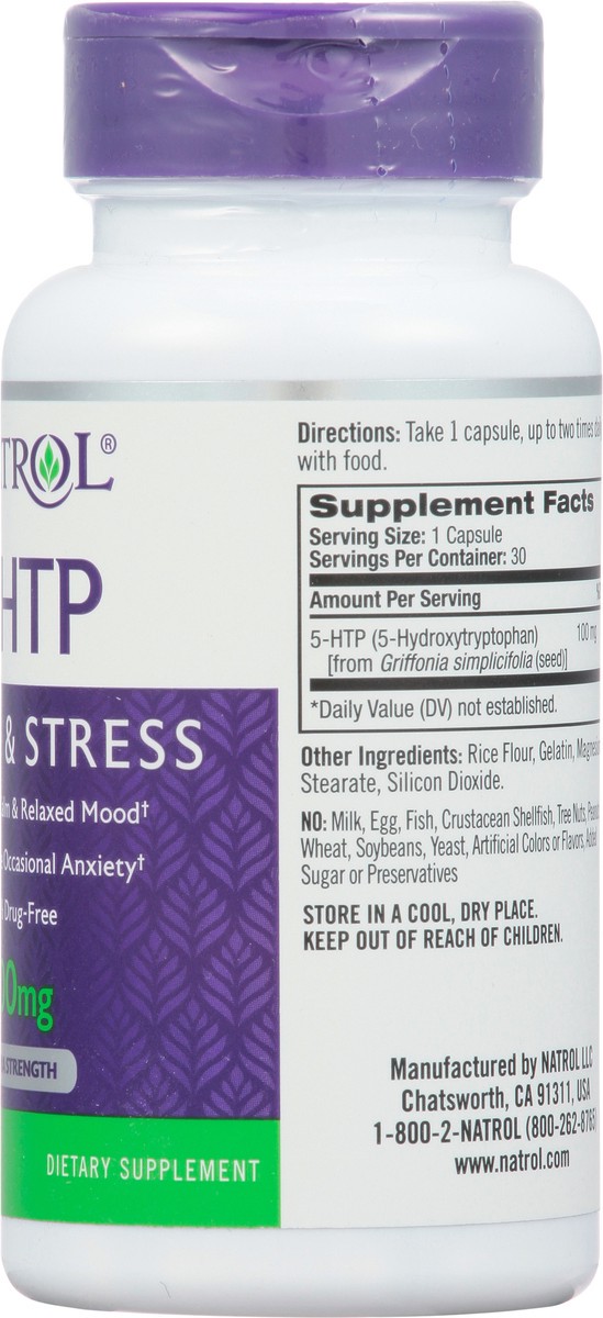 slide 8 of 9, Natrol Capsules Extra Strength 100 mg Mood & Stress 5-HTP 30 ea, 30 ct