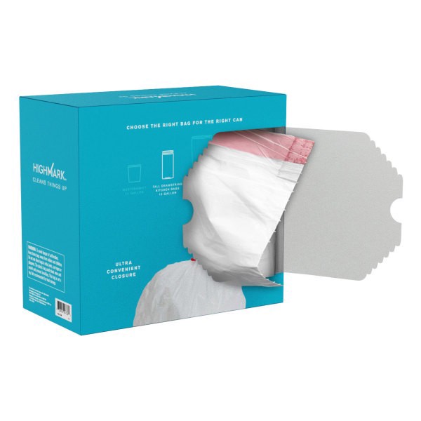 slide 7 of 8, Highmark 0.9-Mil Drawstring Trash Bags White, 120 ct; 13 gal