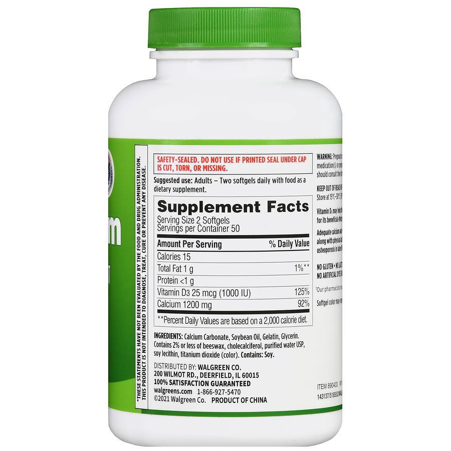 slide 5 of 5, Walgreens Calcium plus Vitamin D3, 100 ct
