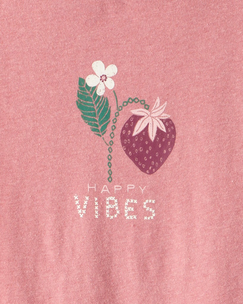 slide 2 of 2, Carter's Girls Strawberry Happy Vibes Long-Sleeve Graphic Tee - Pink Pink S, 1 ct
