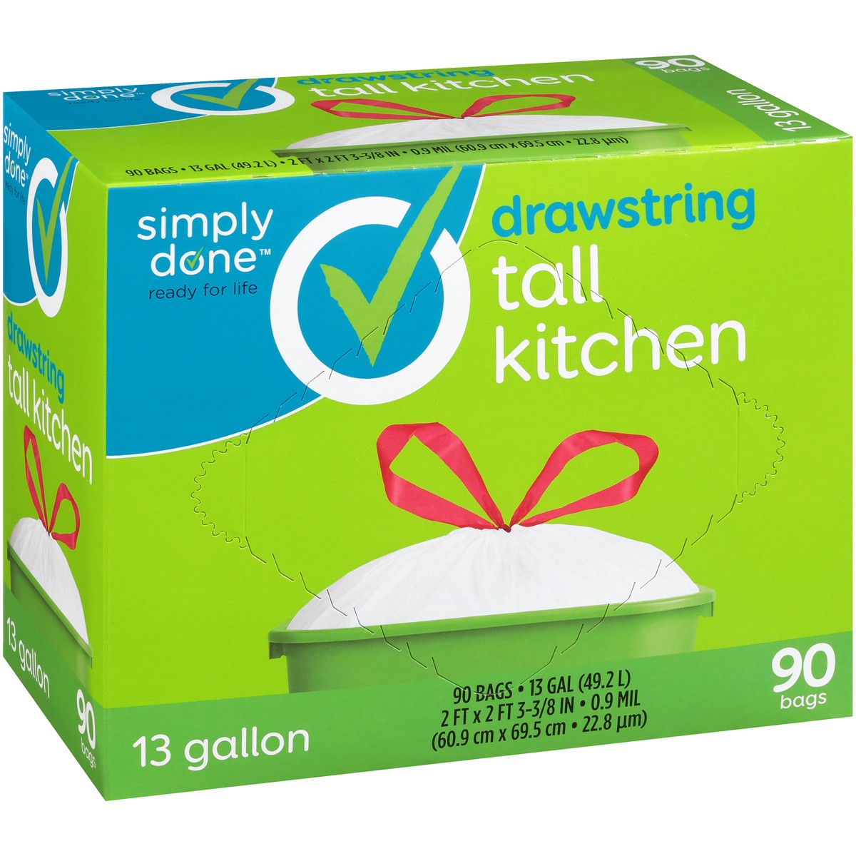 slide 5 of 9, Simply Done Drawstring Gallon Tall Kitchen Bags, 13 gal