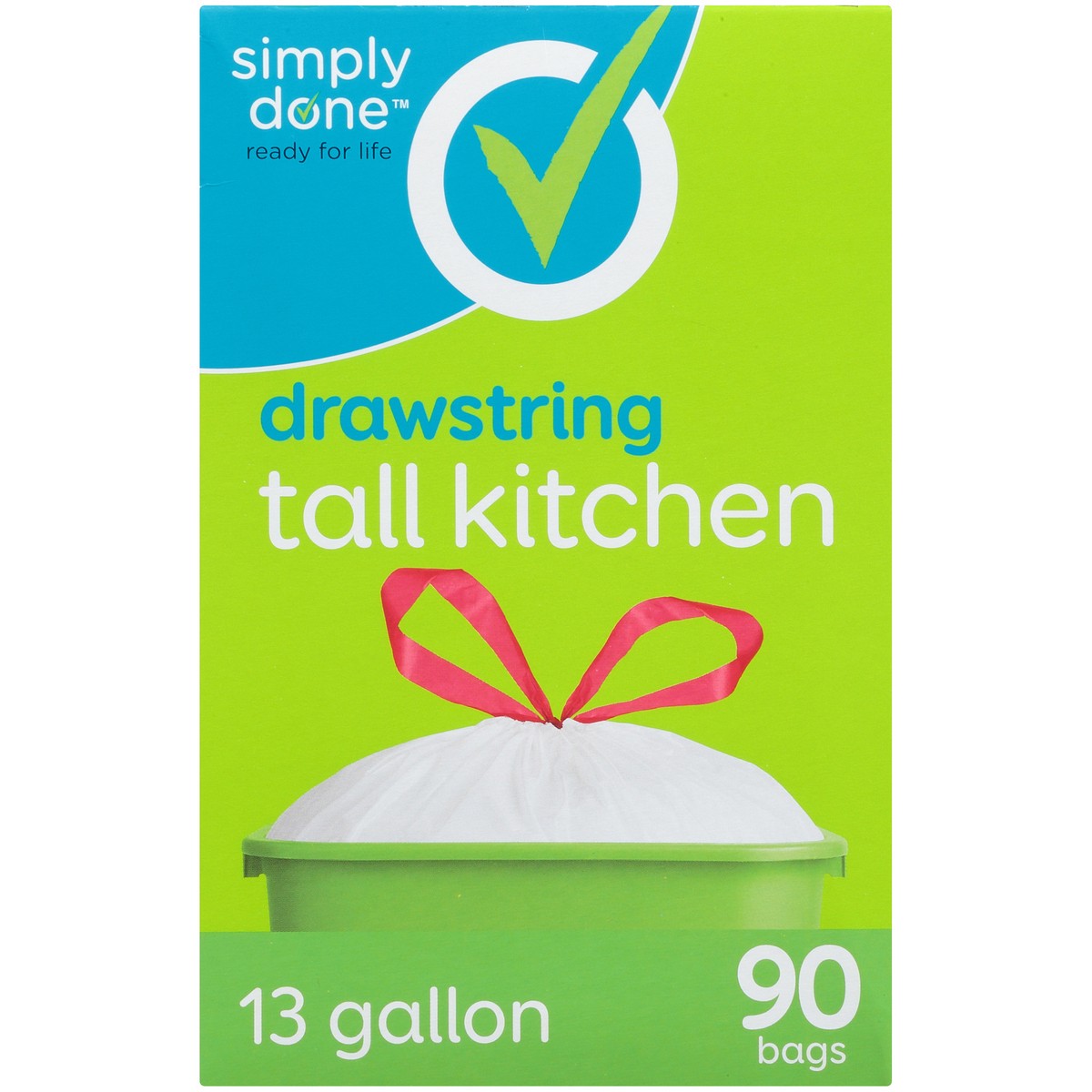 slide 9 of 9, Simply Done Drawstring Gallon Tall Kitchen Bags, 13 gal