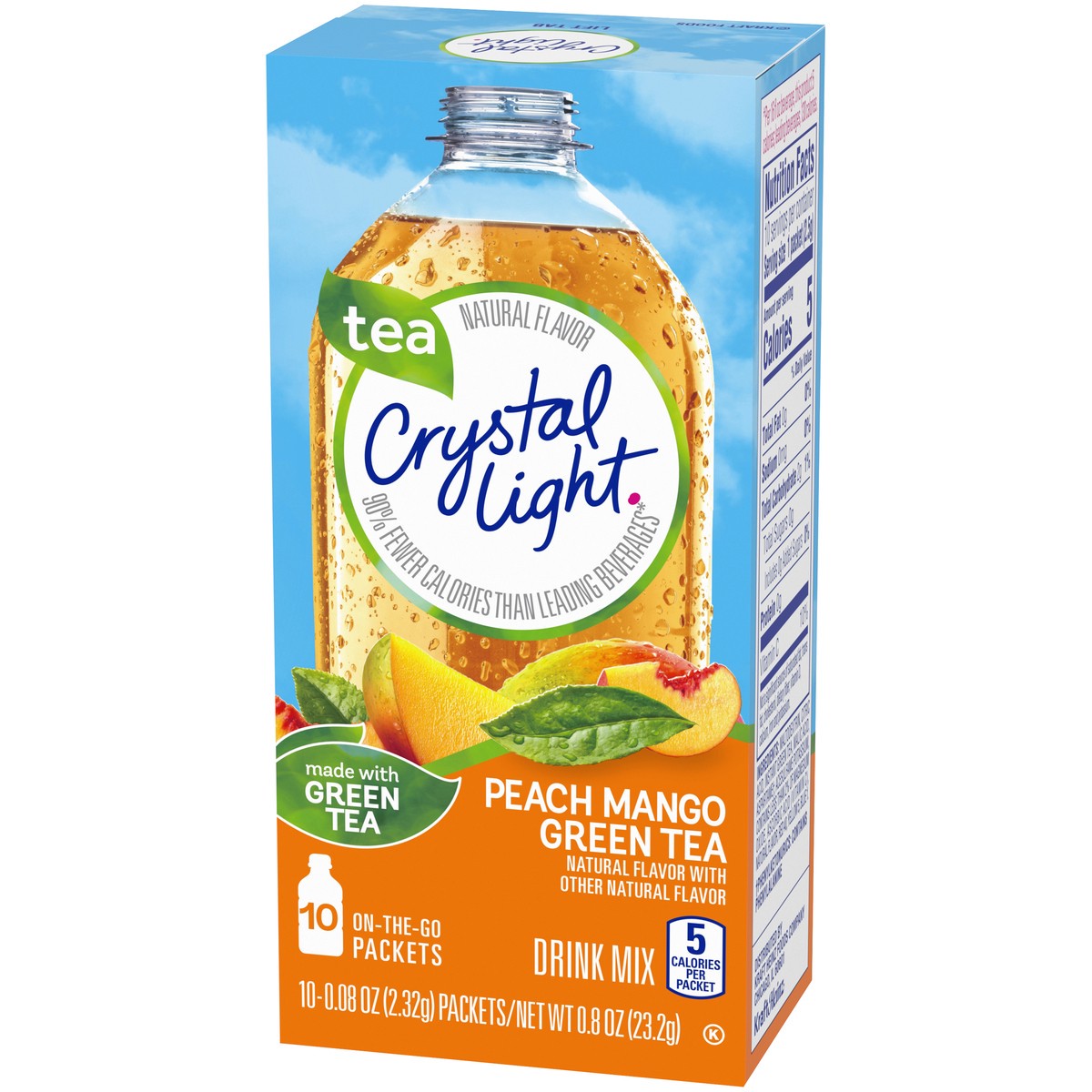 slide 6 of 9, Crystal Light Peach Mango Green Tea Naturally Flavored Powdered Drink Mix, 10 ct On-the-Go-Packets, 10 ct