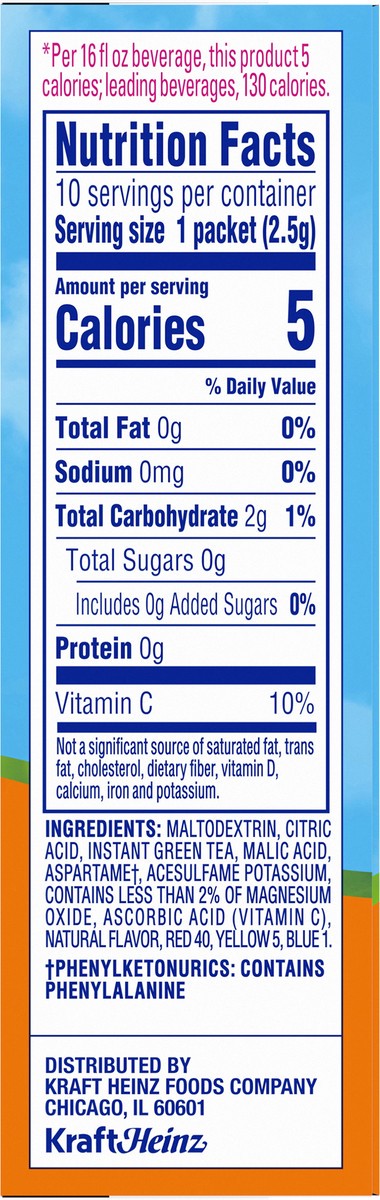 slide 8 of 9, Crystal Light Peach Mango Green Tea Naturally Flavored Powdered Drink Mix, 10 ct On-the-Go-Packets, 10 ct