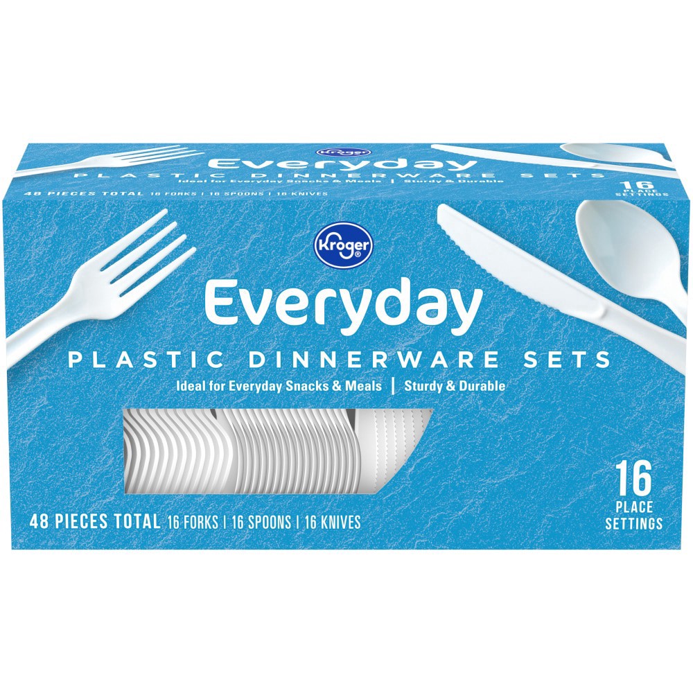 slide 4 of 4, Kroger Everyday White Plastic Dinnerware Sets, 48 ct
