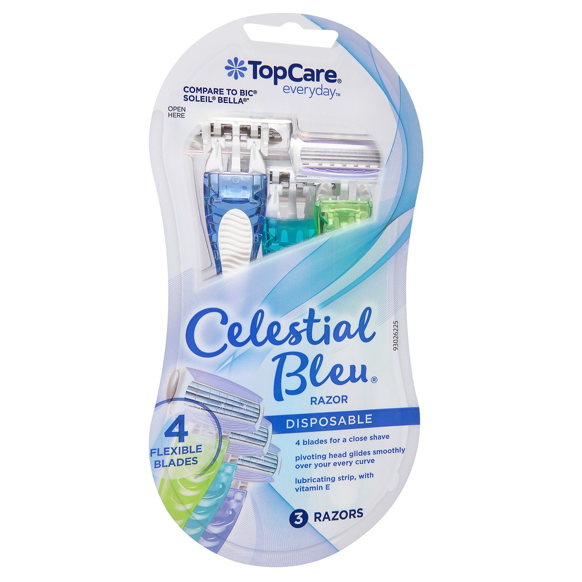 slide 8 of 9, TopCare Everyday Celestial Bleu Disposable Razors 3 ea, 3 ct