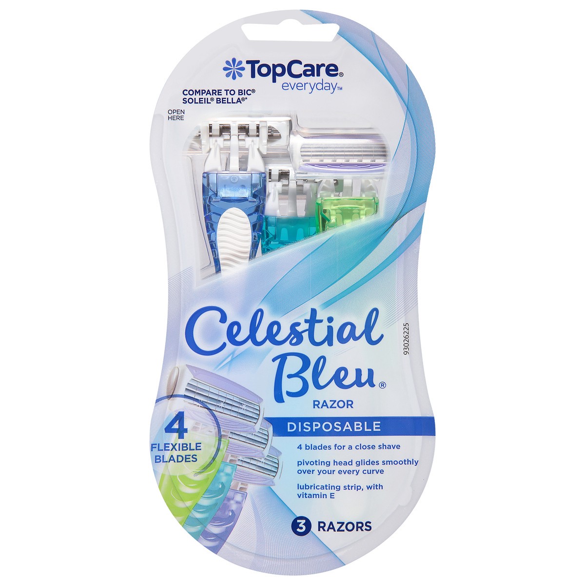 slide 5 of 9, TopCare Everyday Celestial Bleu Disposable Razors 3 ea, 3 ct