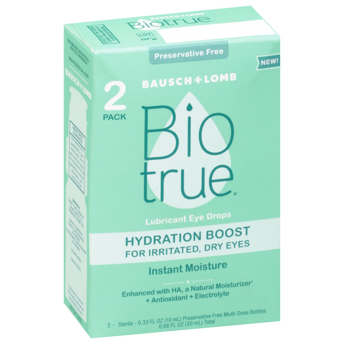 slide 4 of 9, Biotrue Instant Moisture Hydration Boost Lubricant Eye Drops 2 Pack Bottle 2 ea, 2 ct