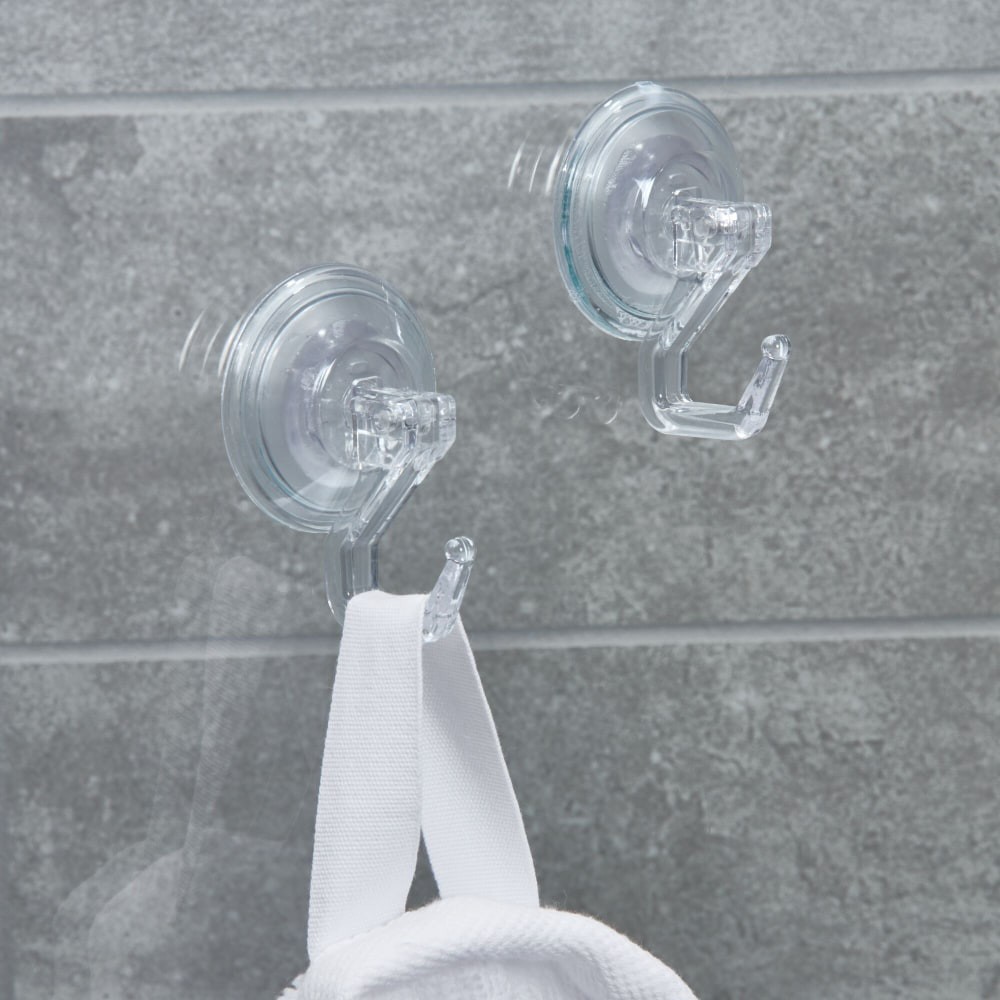 slide 6 of 6, InterDesign Clear Power-Lock Suction Hooks - 2 Pack - Clear, 1 ct