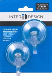 InterDesign Clear Power-Lock Suction Hooks - 2 Pack - Clear