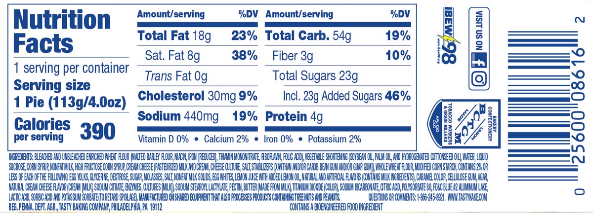 slide 5 of 9, Tastykake Baked Lemon Cheesecake Flavored Pie, 4 oz, 4 oz
