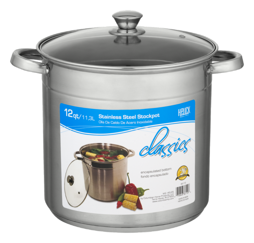 slide 1 of 1, M.E. Heuck Co. Covered Encapsulated Stockpot - Stainless Steel, 12 qt