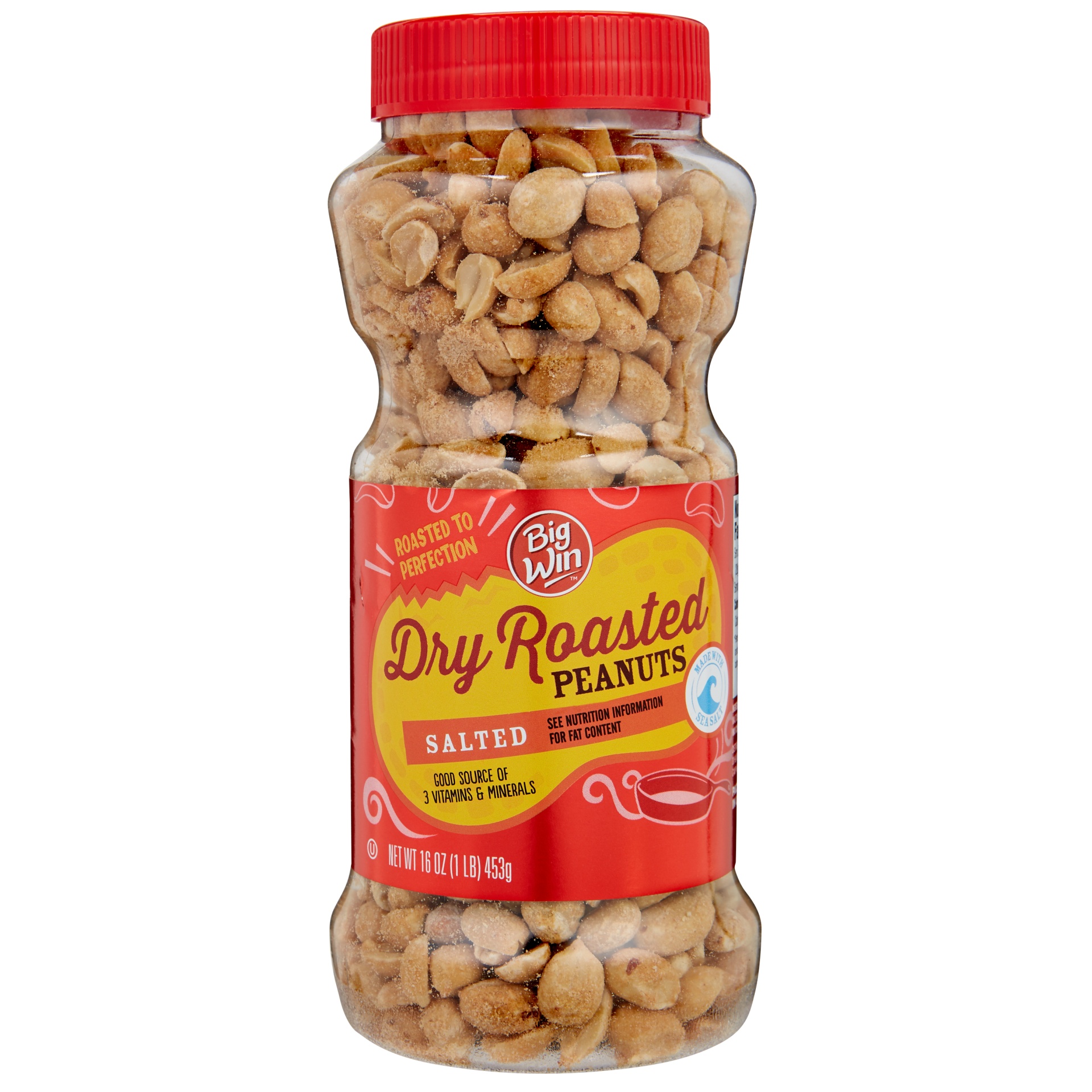 slide 1 of 2, Big Win Dry Roasted Peanuts, Salted, 16 oz