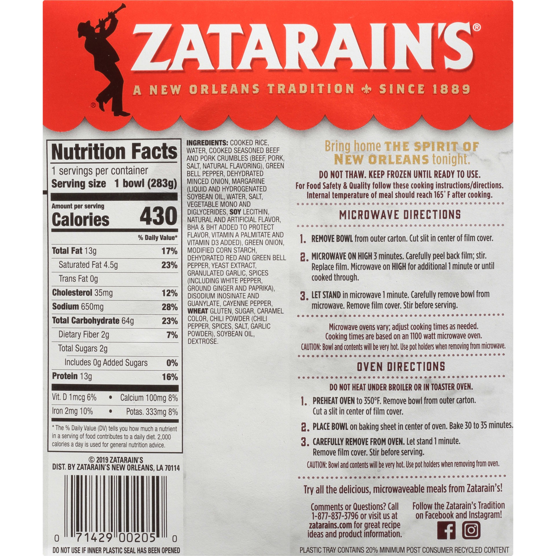 Zatarain's Frozen Dirty Rice With Beef And Pork 10 oz Shipt