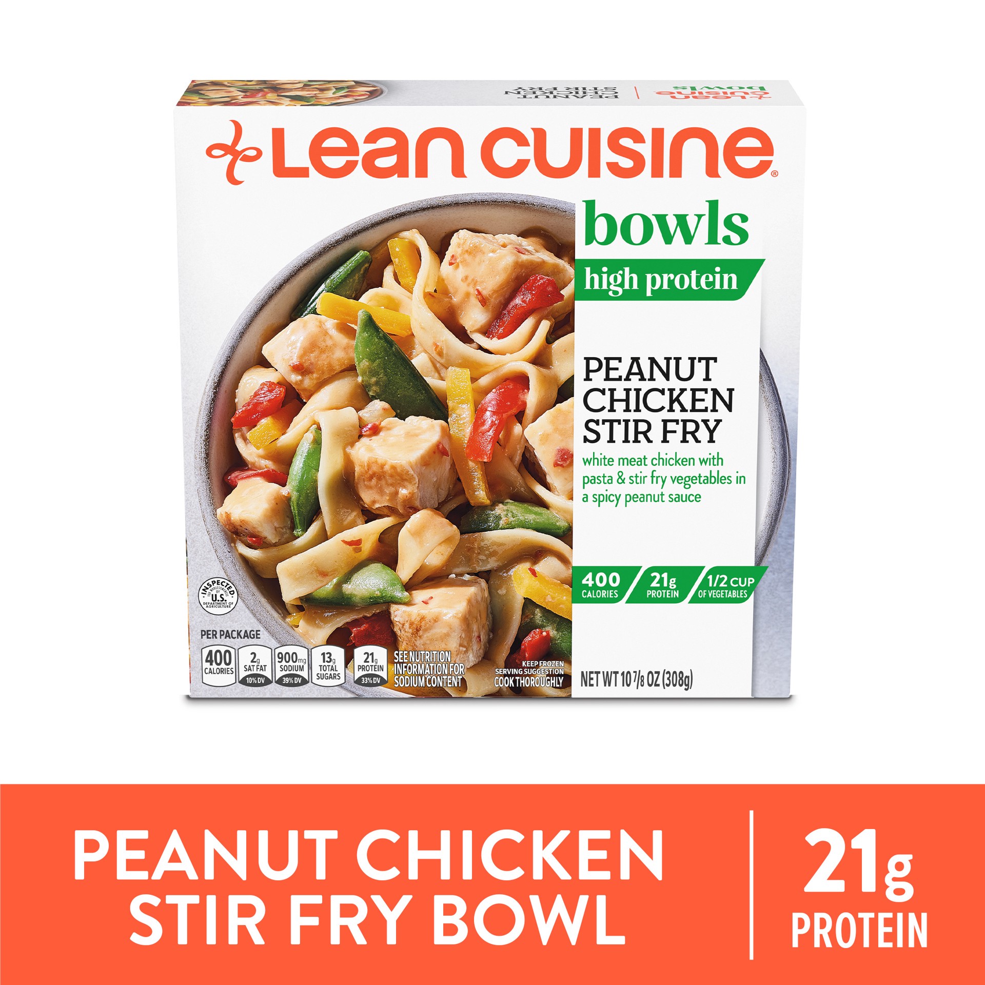 slide 1 of 12, Lean Cuisine Peanut Chicken Stir Fry Frozen Bowl, 10.88 oz