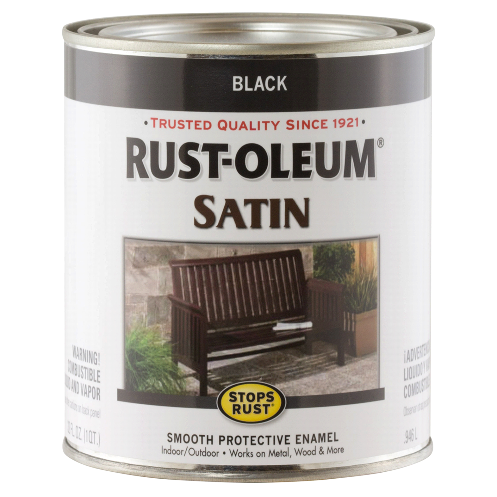 slide 1 of 25, Rust-Oleum Stops Rust Protective Enamel Paint - 7777502, Quart, Satin Black, 1 qt