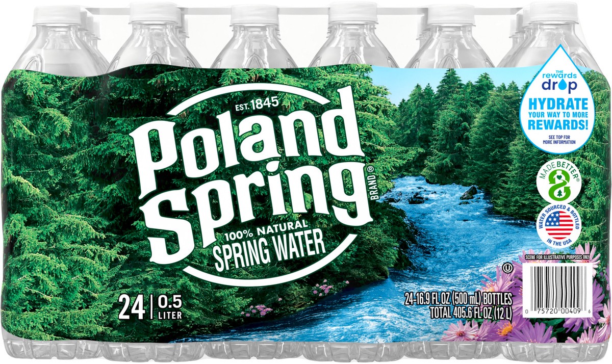 slide 4 of 8, Poland Spring Brand 100% Natural Spring Water, 16.9-ounce plastic bottles (Pack of 24), 16.9 fl oz