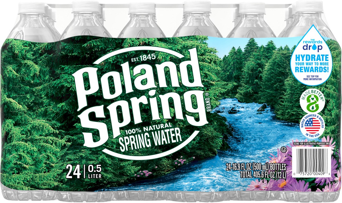 slide 8 of 8, Poland Spring Brand 100% Natural Spring Water, 16.9-ounce plastic bottles (Pack of 24), 16.9 fl oz