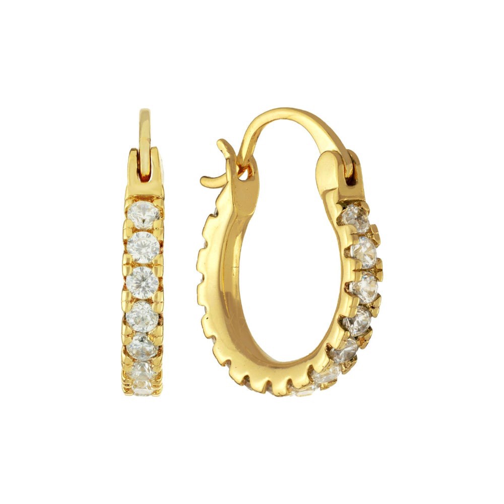 slide 2 of 2, Elements Gold Over Silver 15Mm Cubic Zirconia Click-Top Hoop Earrings, 2 ct