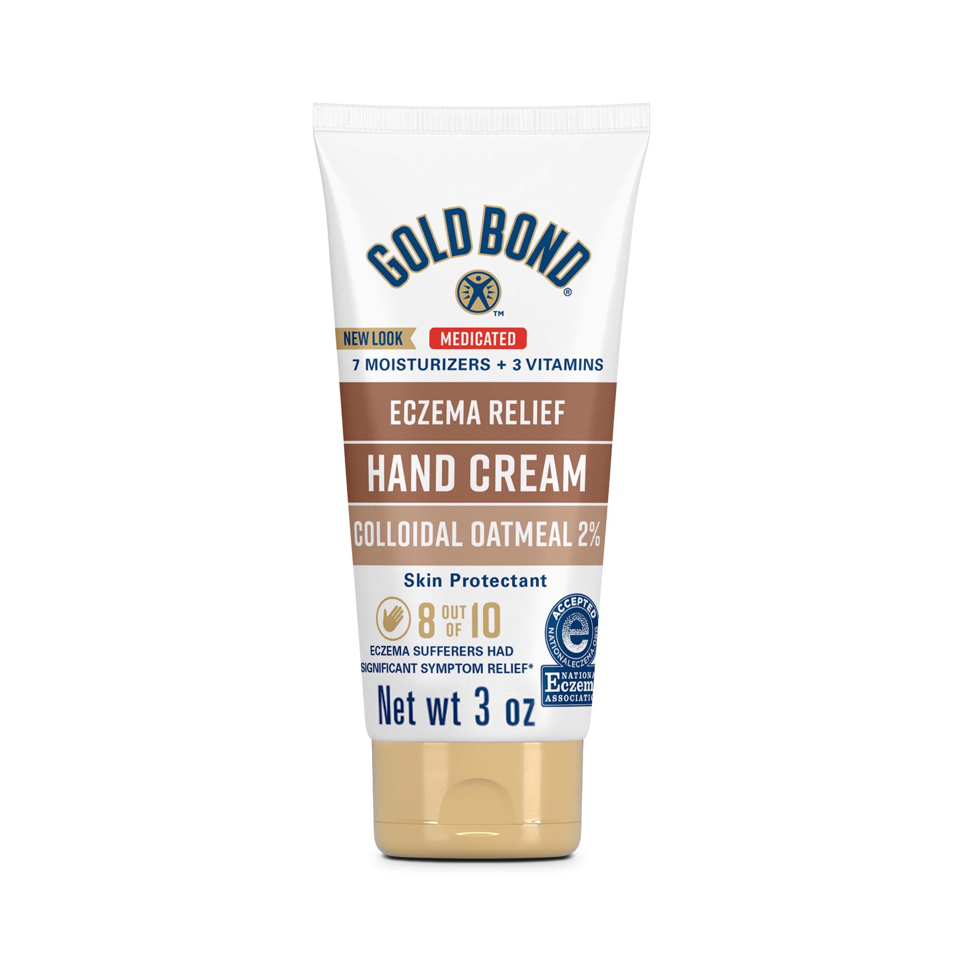 slide 1 of 5, Gold Bond Medicated Eczema Relief Hand Cream, 3 oz., Skin Protectant Cream With 2% Colloidal Oatmeal, 3 oz