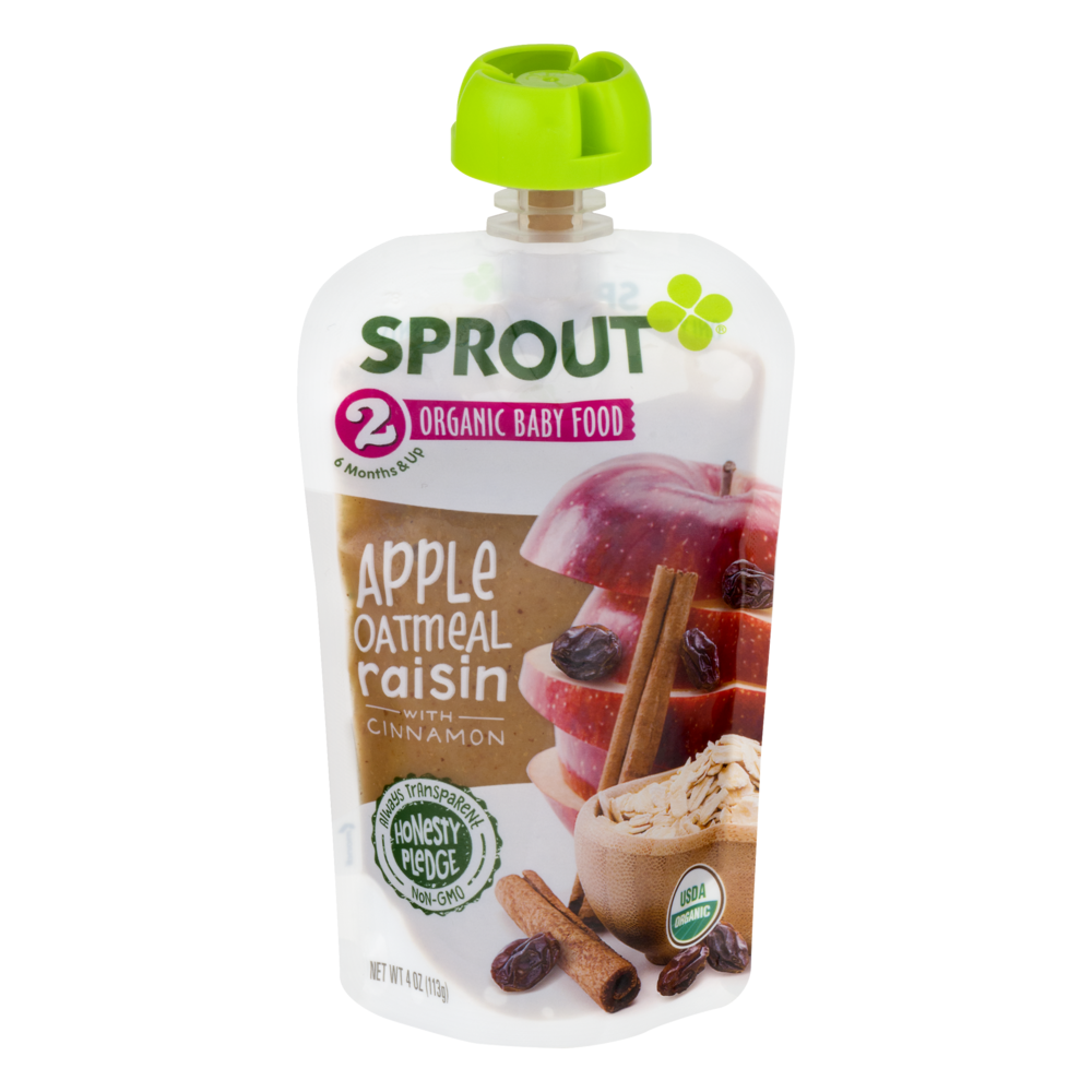 slide 1 of 1, Sprout Baby Food Pouch Apple Oatmeal With Cinnamon, 4 oz