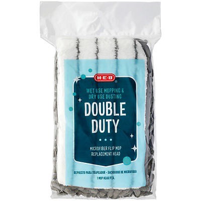 slide 1 of 1, H-E-B Double Duty Microfiber Flip Mop Replacement Head, 1 ct