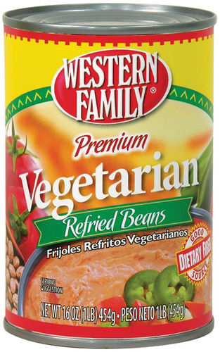 slide 1 of 1, Western Family Vegetable Refried Beans, 16 oz