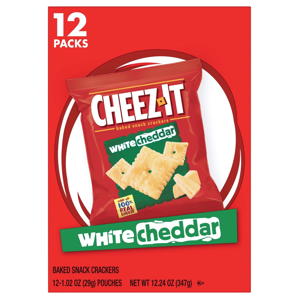 slide 1 of 13, Cheez-It White Cheddar Baked Snack Crackers, 12 ct