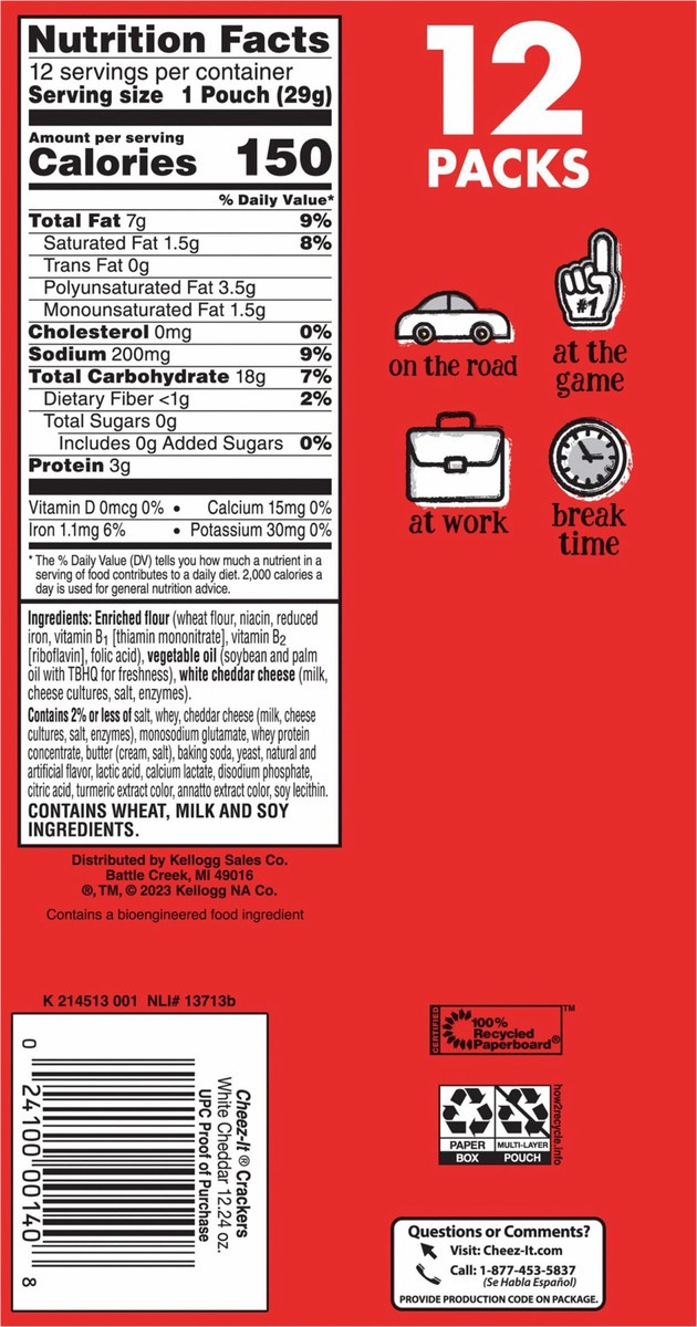 slide 12 of 13, Cheez-It White Cheddar Baked Snack Crackers, 12 ct