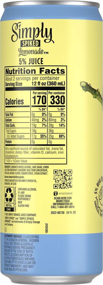 slide 3 of 7, Simply Spiked Beer, Blueberry Lemonade, 24 fl oz