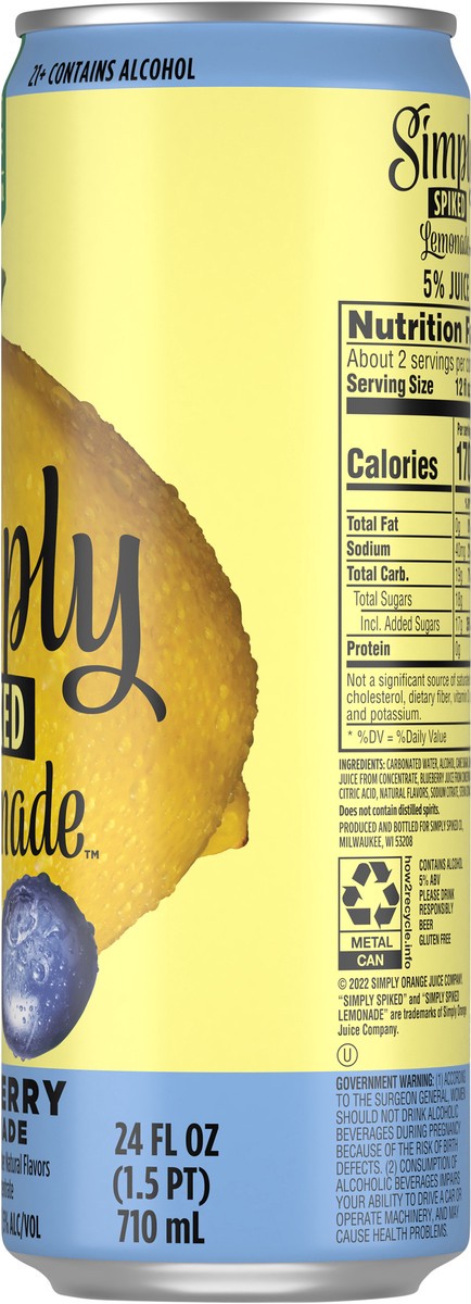 slide 6 of 7, Simply Spiked Beer, Blueberry Lemonade, 24 fl oz