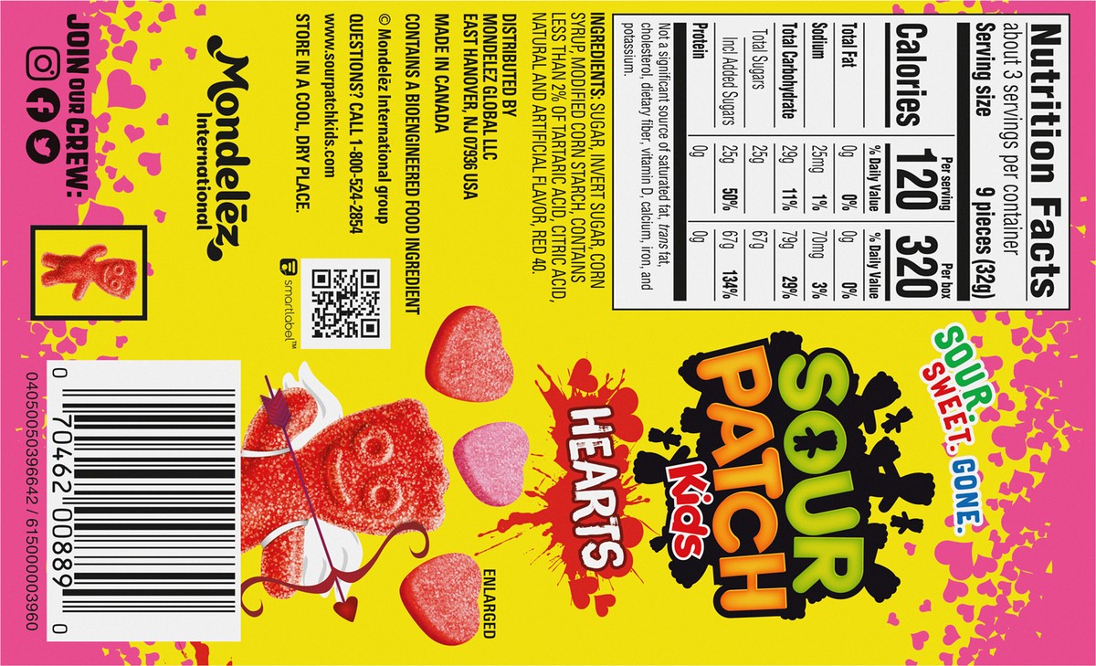 slide 6 of 15, SOUR PATCH KIDS Soft & Chewy Valentines Day Candy Hearts, 3.1 oz, 3.1 oz