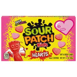 SOUR PATCH KIDS Soft & Chewy Valentines Day Candy Hearts, 3.1 oz