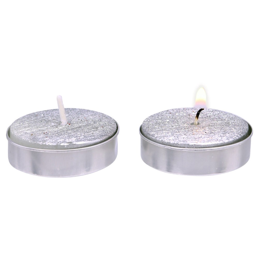 slide 2 of 2, LANGLEY CANDLE CO Silver Glitter Tealights 25Ct, 1 ct