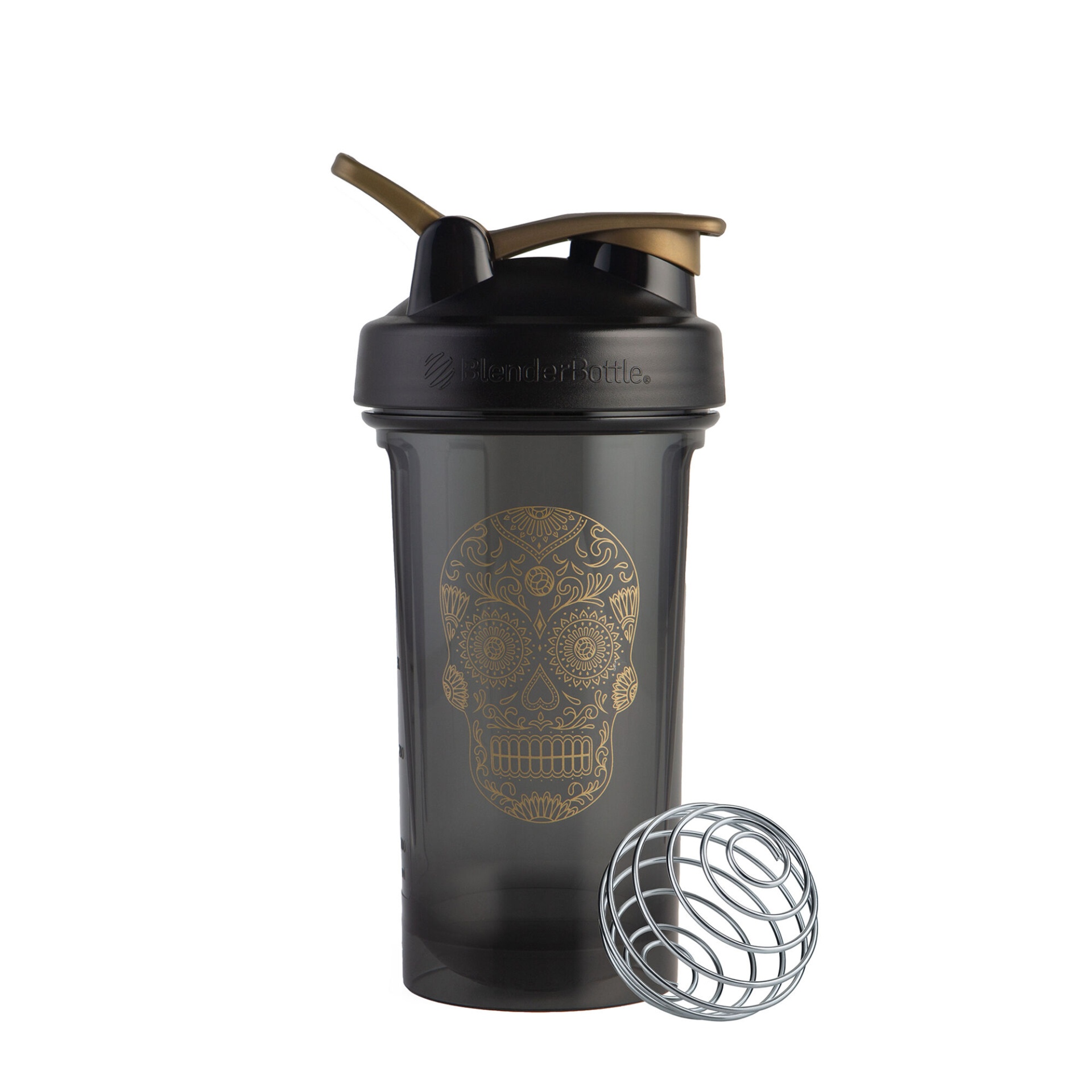 slide 1 of 1, BlenderBottle Sugar Skull Pro Slim - Gold Black, 1 ct