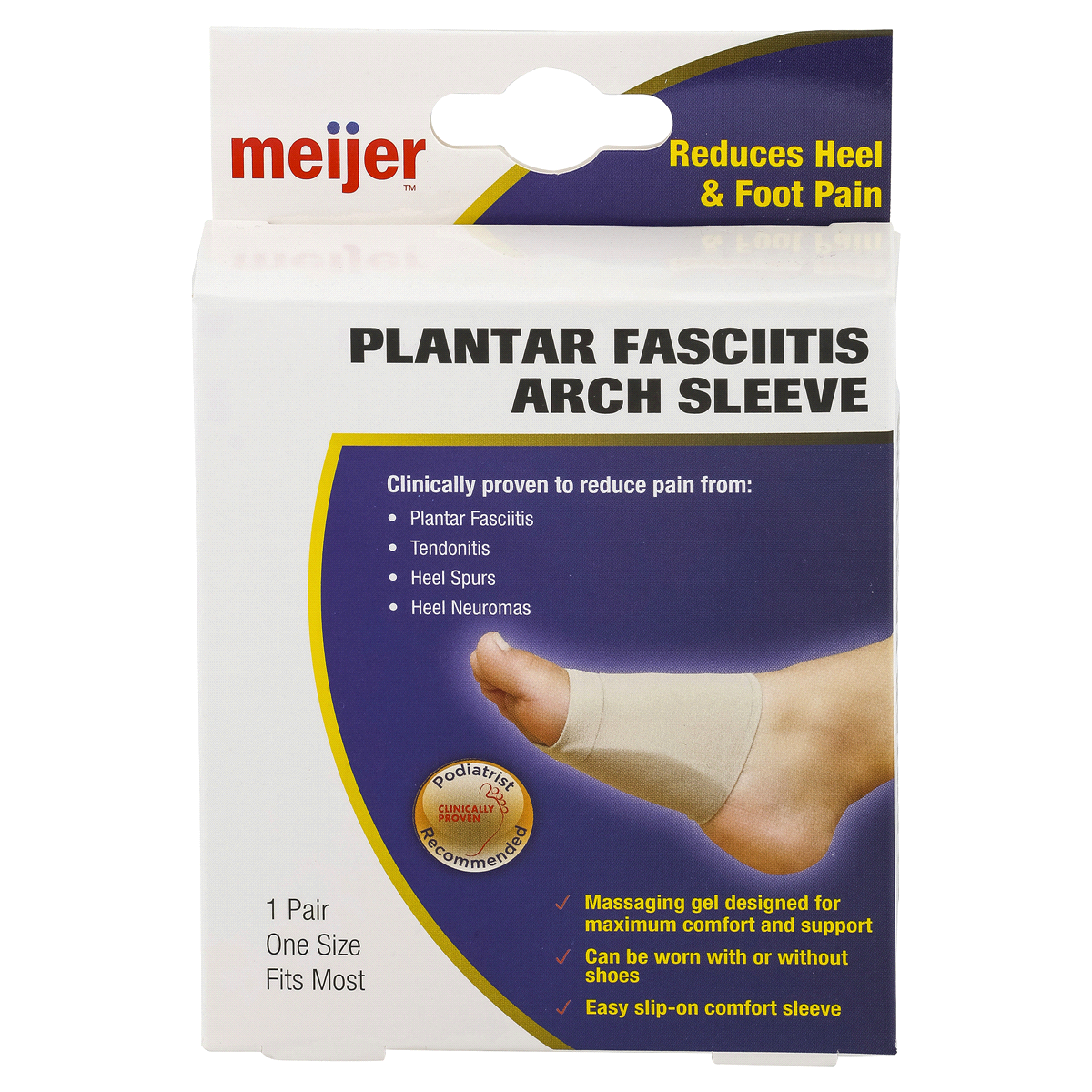 slide 1 of 2, Meijer Plantar Fasciitis Arch Sleeve, 1 Pair, 1 CT      