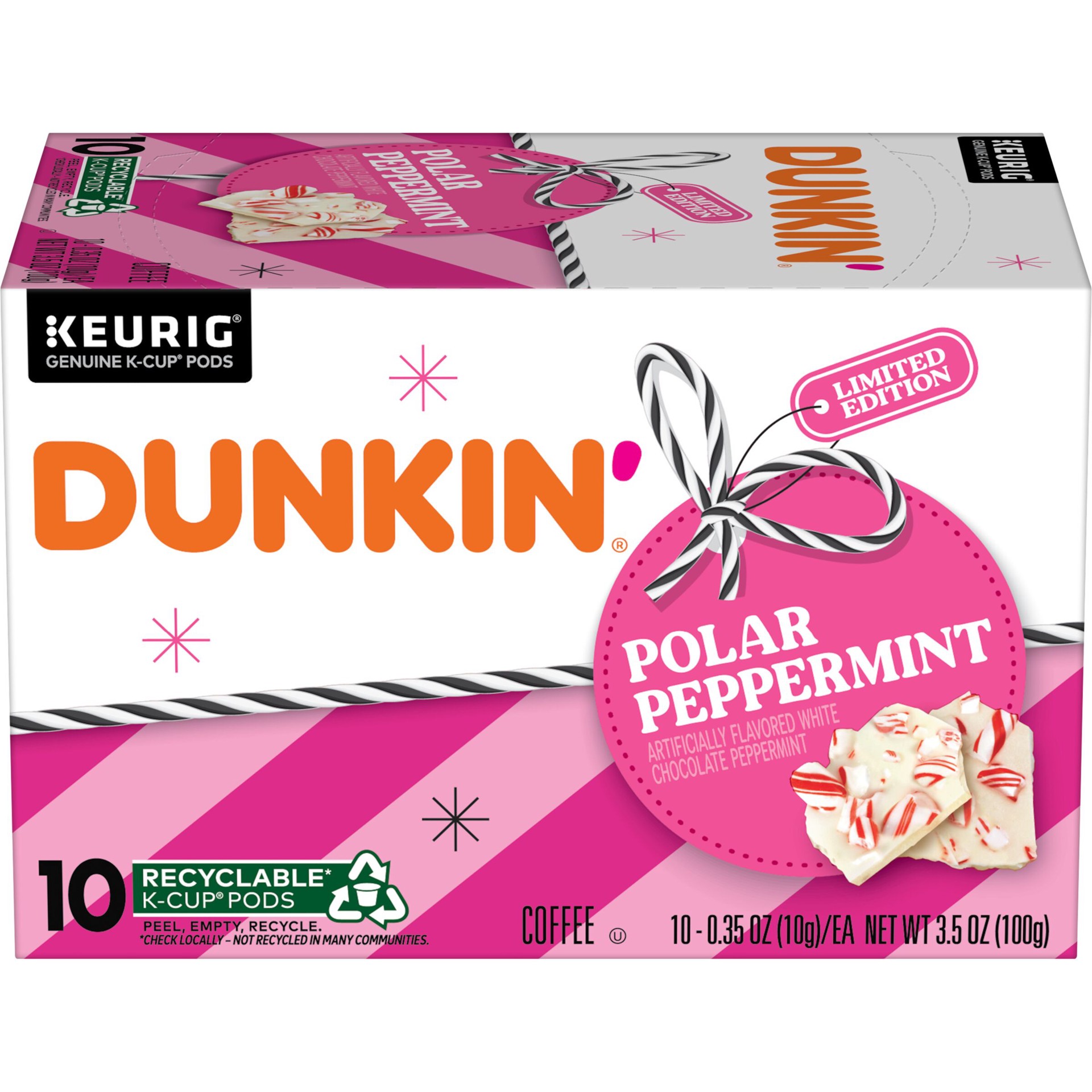 slide 1 of 9, Dunkin' Dunkin Polar Peppermint, Limited Edition Holiday Coffee K-CUP /, 3.7 oz