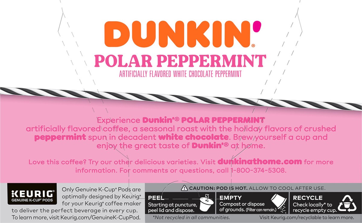 slide 4 of 9, Dunkin' Dunkin Polar Peppermint, Limited Edition Holiday Coffee K-CUP /, 3.7 oz